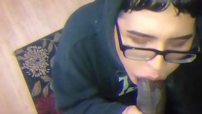 Chubby femboy sucking off a thick BBC, Amateur, Big Cock, Blowjob, Gay