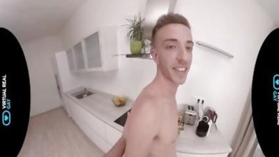VirtualRealGay.com - Milk and cookies, Anal, Blowjob, Brunette, Gay