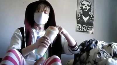 Cute femboy using his fleshlight until he cums, Amateur, Big Cock, Cumshot