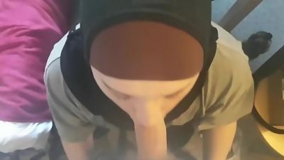 Slutty hijab boy wearing make up and sucking white dick, Amateur, Arab, Blowjob