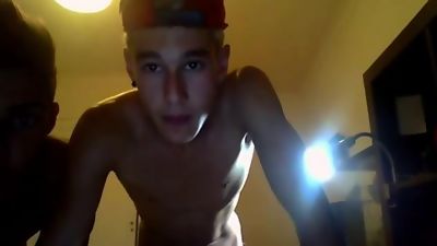 Straight amateur boys try sucking dicks again, Blowjob, Brunette, Webcam