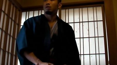 Blowing a load at a Japanese ryokan, Asian, Brunette, Cumshot