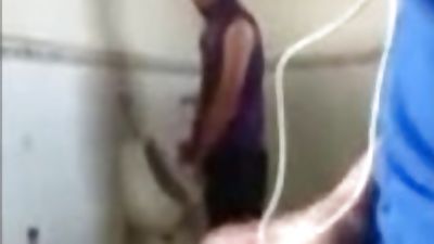 Bathroom Jerk Off Show and Helping Hand, Asian, Homemade, Masturbating, Gay