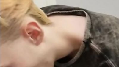 Cute russian twink gives a blowjob in a fitting room, Blowjob, Handjob, POV