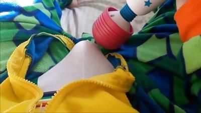 Precious Young Boy Cums in Dino Jammies & Undies ♡, Amateur, Cumshot, Teen