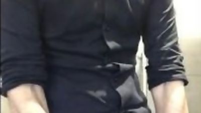 Sexy waiter shows his HUGE cock in the restaurant bathroom, Amateur, Big Cock, Solo