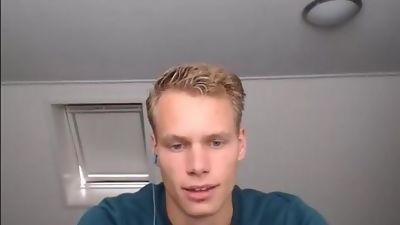 Dutch Guy strips and wanks, Amateur, Masturbating, Webcam