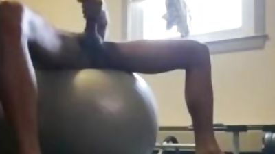 Showing feet n stroking after workout, Amateur, Black, Cumshot