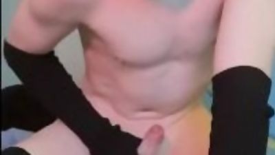 femboy with makeup riding dildo till he cums (lots of eye contact) :3, Cumshot, Dildo, Solo