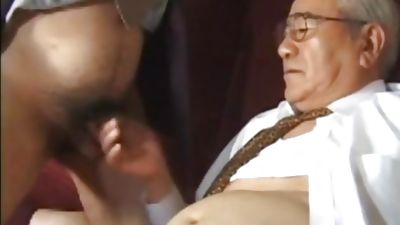 Japanese old mans in suit, Asian, Blowjob, Old Man