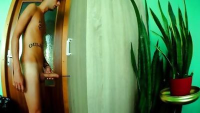 Extreme sounding twink, cumshot on the floor, Handjob, Teen, Gay