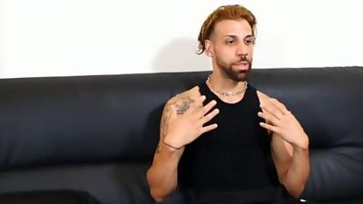 FX spreads his legs, lies back & jacks his cock, Anal, Brunette, Legs, Bad Puppy