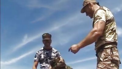 Soldier Boys Touch Eachother, Handjob, Masturbating, Outdoor