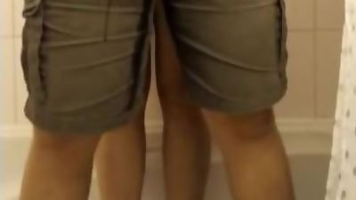 Dude pisses himself then girlfriend jerks him off, Fetish, Gay, Pissing