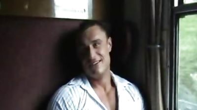 Bodybuilder Fucked on Train, Big Cock, European, Blowjob