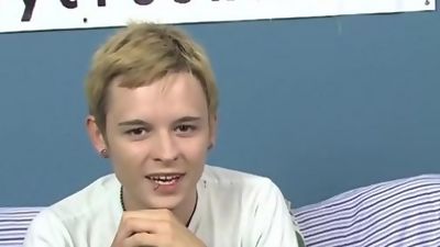 Nice guy answers questions before stripping and jerking off, Big Cock, Blonde, Dildo, Boy Crush