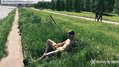 Rowing canal, Masturbating, Outdoor, Gay