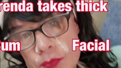 Sissy CD gets thick cum on her face from BBC - Brenda44cd, Amateur, Interracial, Crossdresser