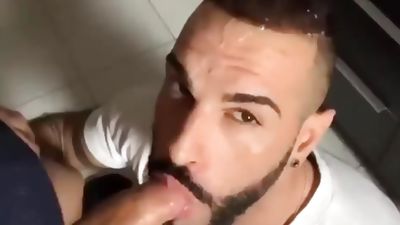Arab man gets a HUGE facial !, Amateur, Cumshot, Facial