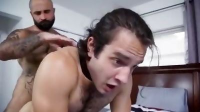 slender longhaired guy barefucked by bear, Gay, Bareback, Bears