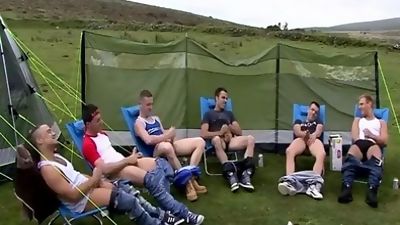 Wank party outdoors camp, Group Sex, Masturbating, Outdoor
