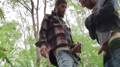 two Rednecks suck weenie And gulp a lot of piss outside, Big Cock, Hairy, Outdoor, Gay