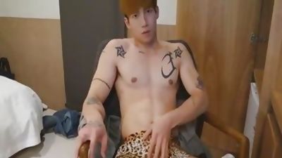 horny Korean man Jerking, Asian, Solo, Webcam
