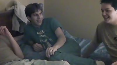 Horny young men sucking each other off before fucking bare, Blowjob, Group Sex, Masturbating, Gay, Boy Feast