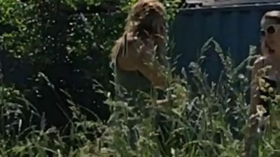 Summer in the village. Handjob on the lawn, Bikini, Handjob, Masturbating