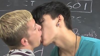 Banging from behind plus passionate kisses for twink men, Anal, Big Cock, Blowjob