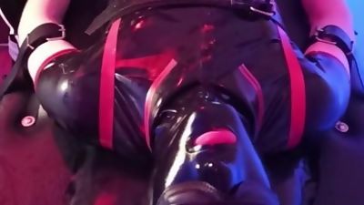 A long edging session for the rubber slave, Amateur, Big Cock, Gay