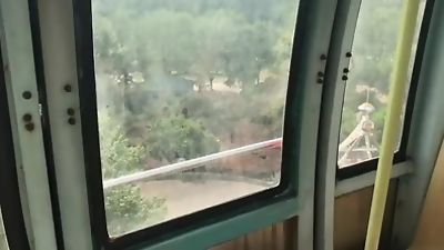 masturbation in the Sky wheel, Asian, Cumshot, Solo