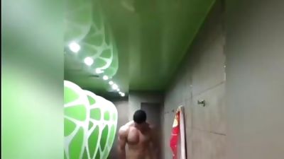 Walking around naked in the showers, Big Cock, Gay, Muscle