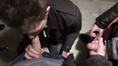 Bareback foursome at the parking, Anal, Big Cock, Brunette