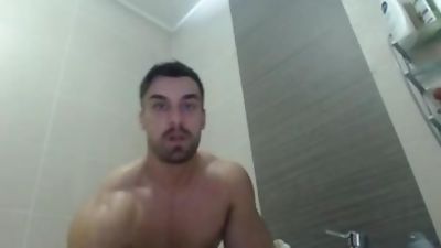 Young Muscle Model Flexing and gets wet, Big Cock, Fetish, Solo