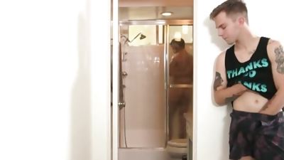 FamilyDick-Stepson Caught Watching Dad Shower Made to Suck His Hairy Cock, Big Cock, Blowjob, Cumshot, Timothy Drake