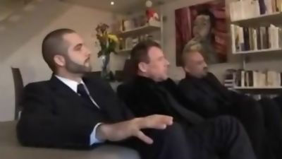 Twink takes on three in library, Blowjob, Threesome, Gay