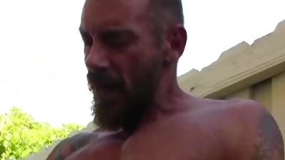 Hard Muscled Daddy Trade Yanks Dick and Gushes Cum, Big Cock, Cumshot, Masturbating, Gay