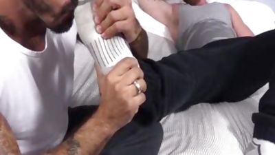 Muscled males Red And Alessio acquire lewd As They suck Toes, Blowjob, Redhead, Jerking, Toe Sucking