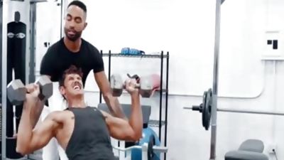 Darksome Gymrat Deepthroats Some Pumped Up Large White weenie, Big Cock, Deepthroat