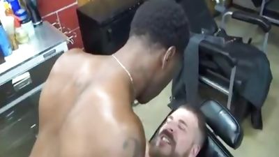 daddy's bare Barbershop, Creampie, Cumshot, Bareback