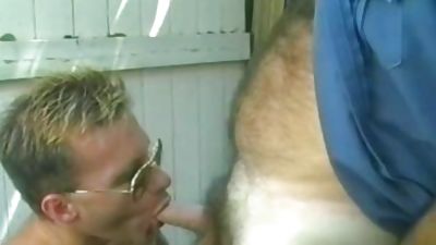 Bald hairy Cop acquires His Rocks Off With handsome blond, Blonde, Hairy, Uniform