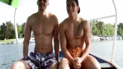 two men poke Outside On A Boat, Bikini, Outdoor, Beach