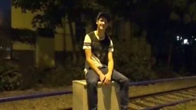 College teen wait For Bus Stop, Big Cock, College, Teen
