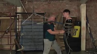 Wrapped up sub twink jerked off roughly by Sebastian Kane, Cumshot, Fetish, Handjob, Boy Napped, Sebastian Kain, Sebastian Kane