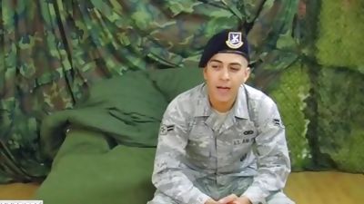 Latino Soldier Jacks His Giant Cock, Fingering, Masturbating, Gay
