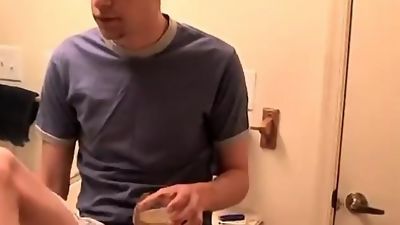 Homosexual freak pissing in the sink and wine glass, Amateur, Fetish, Hairy