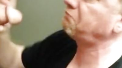 submissive faggot blows trucker in bathroom, Blowjob, Swallow, Gay