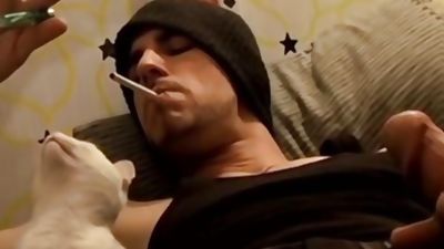 Inked thug Chain masturbates all the way until he cums hard, Cumshot, Masturbating, Solo, Straight Naked Thugs