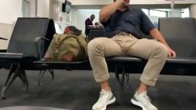 Spy man with big bulge in airport 2, Amateur, POV, Solo, Gay, Spy
